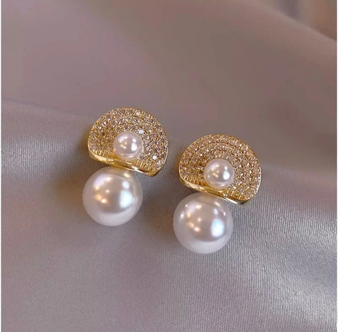 Zircon D Pearl Stud Korean Earring