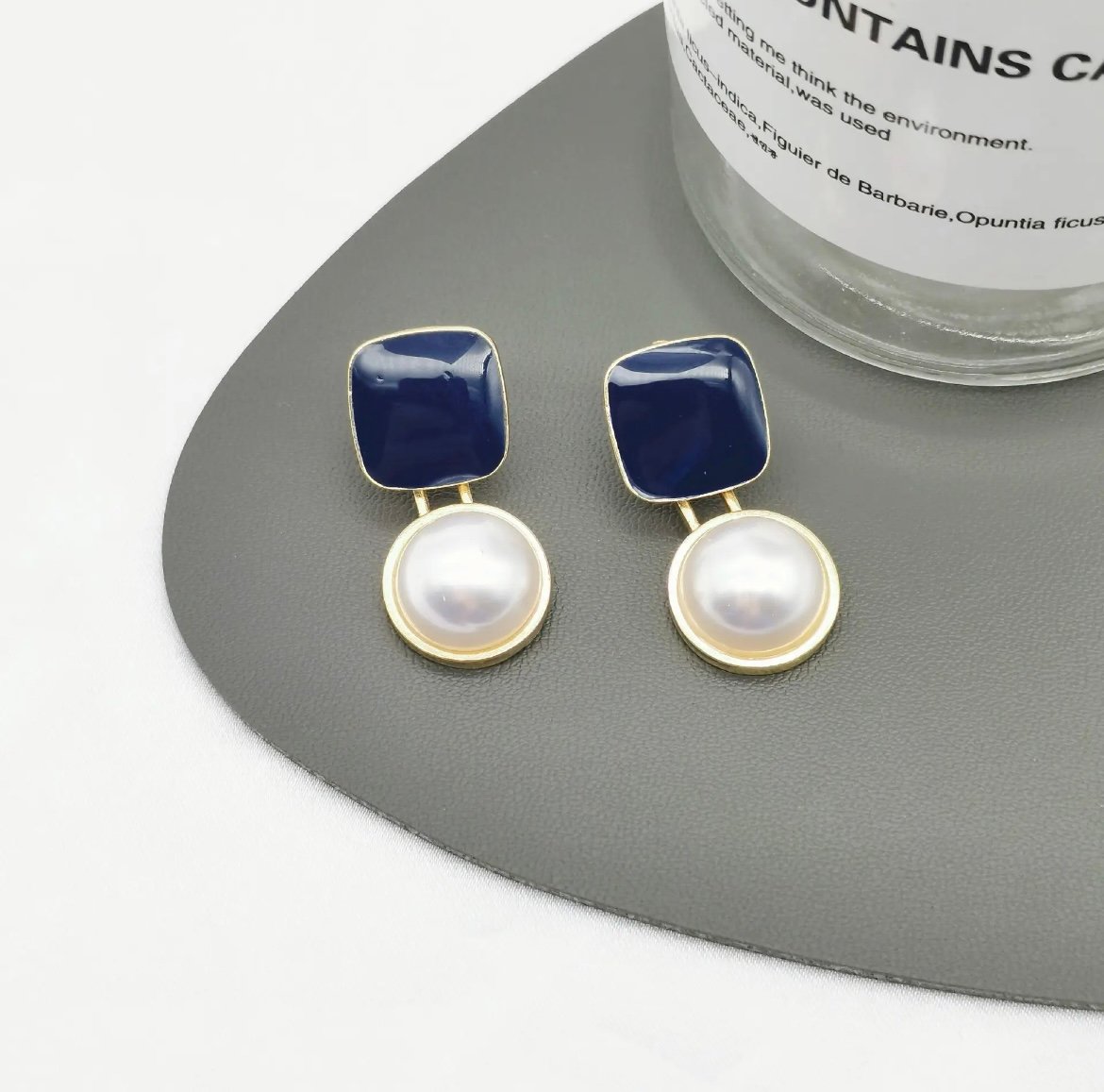 Blue Pearl Geometric Pattern Earring