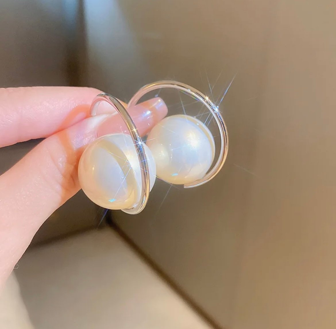 Round Pearl Hoop Earring