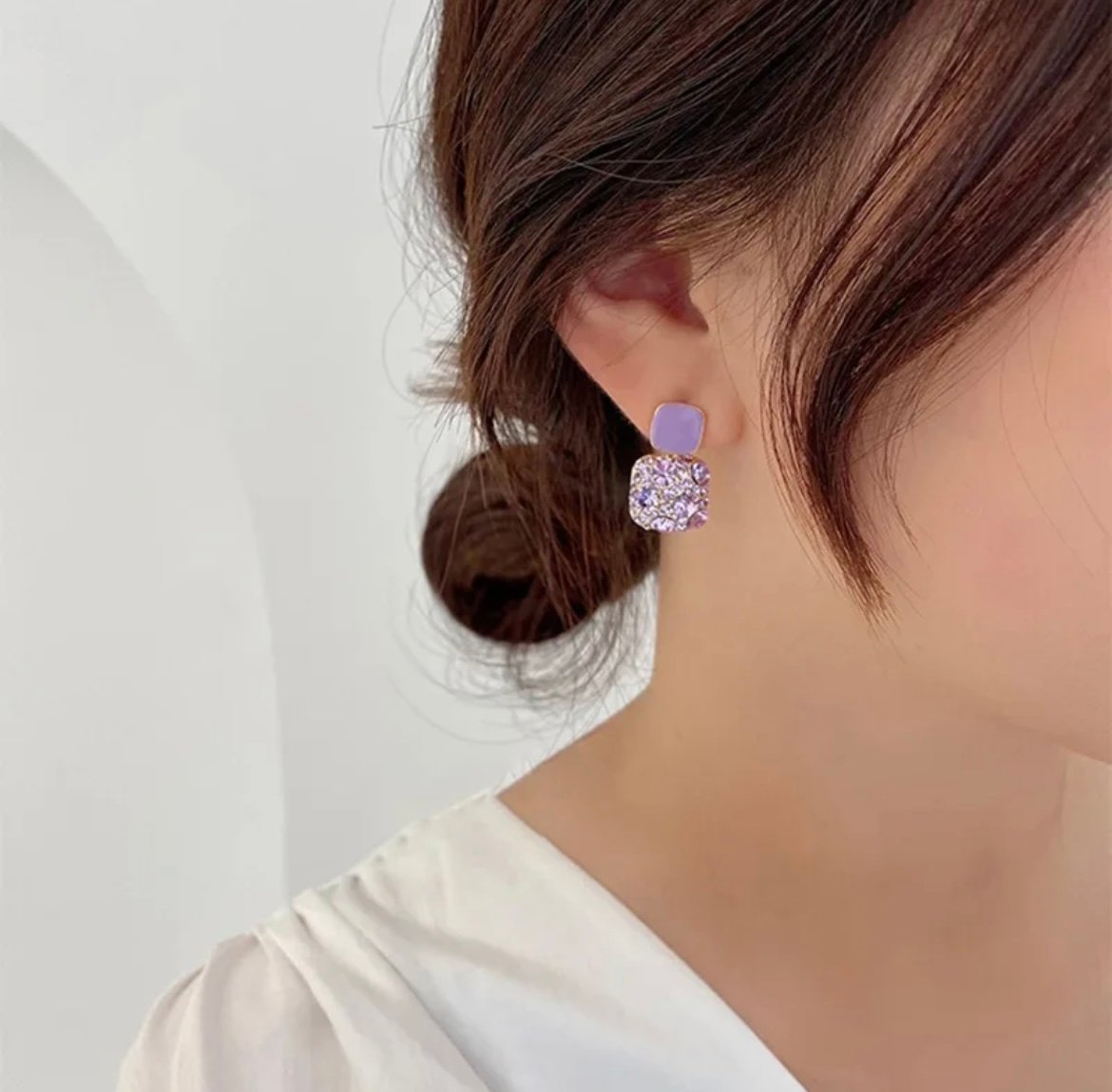 Purple Zircon Korean Earring