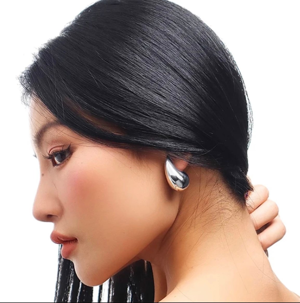 Silver Tear Drop Korean Earring