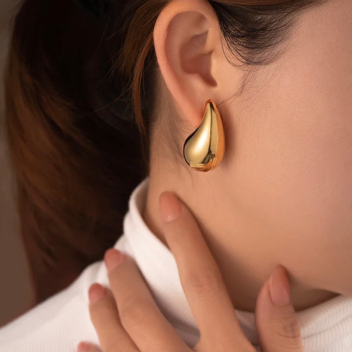 Golden Tear Drop Korean Earring