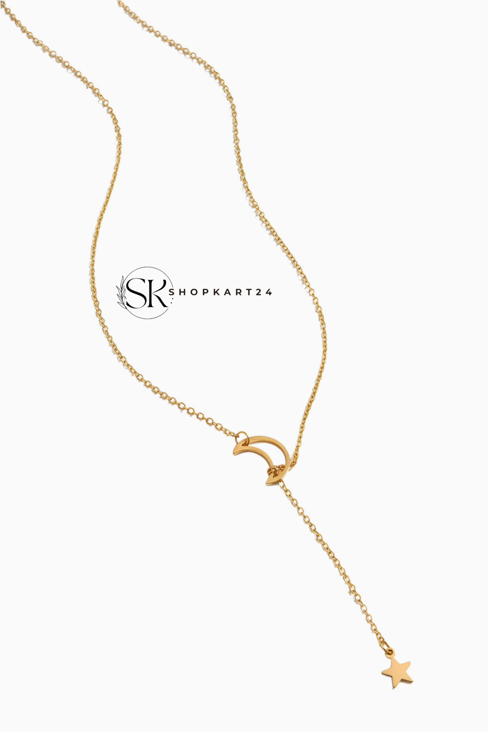 Korean Style Moon & Star Chain Necklace Set for Women