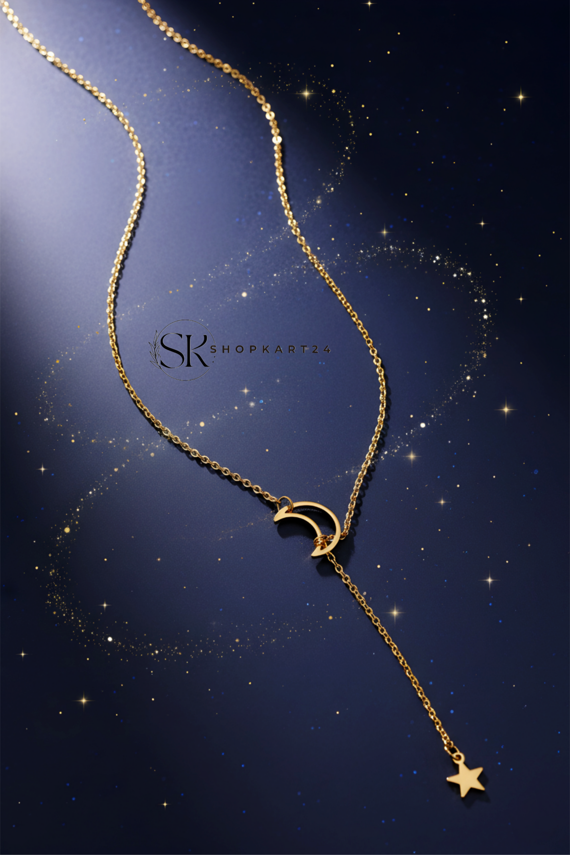 Korean Style Moon & Star Chain Necklace Set for Women