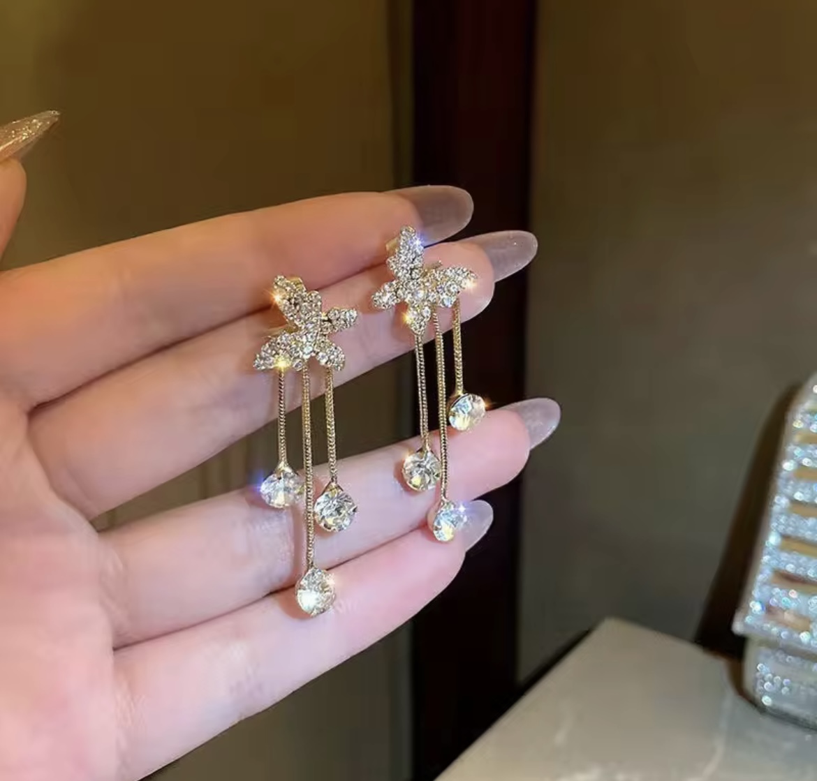 Butterfly Crystal Drop Earrings
