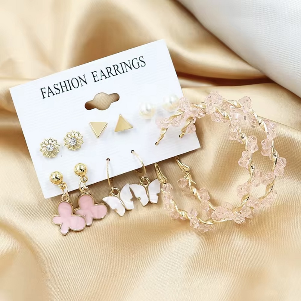 Chic Multi-Style Earring Set – 6 Pairs Combo Card