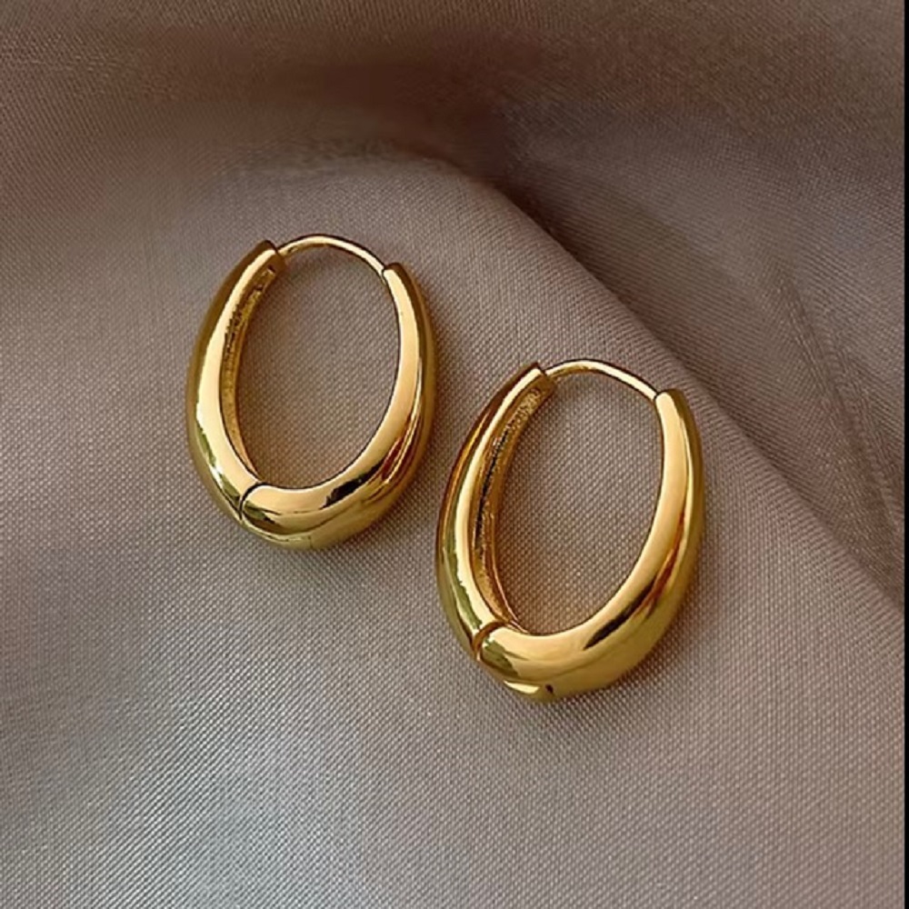 Chunky Gold Teardrop Hoop Earrings
