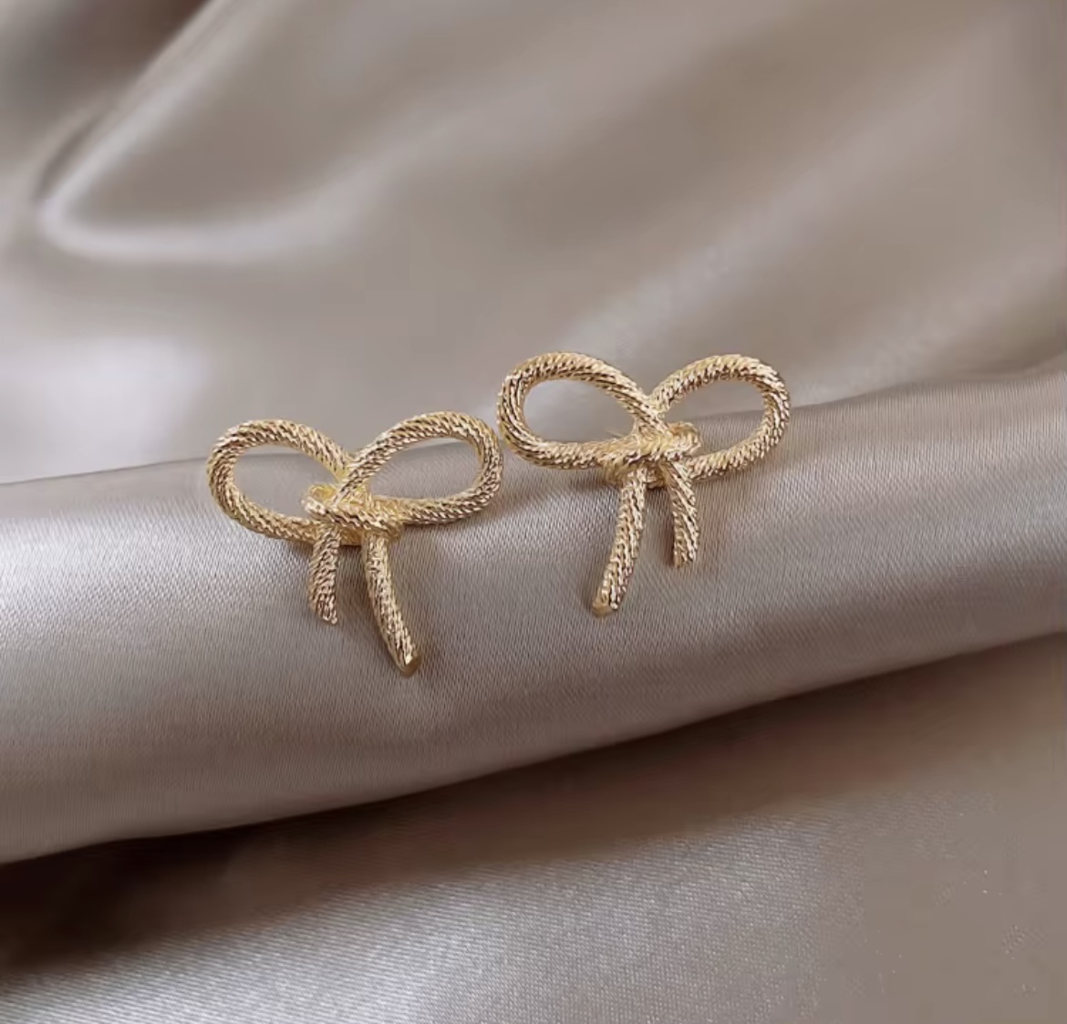 Golden Bow Korean Stud Earrings