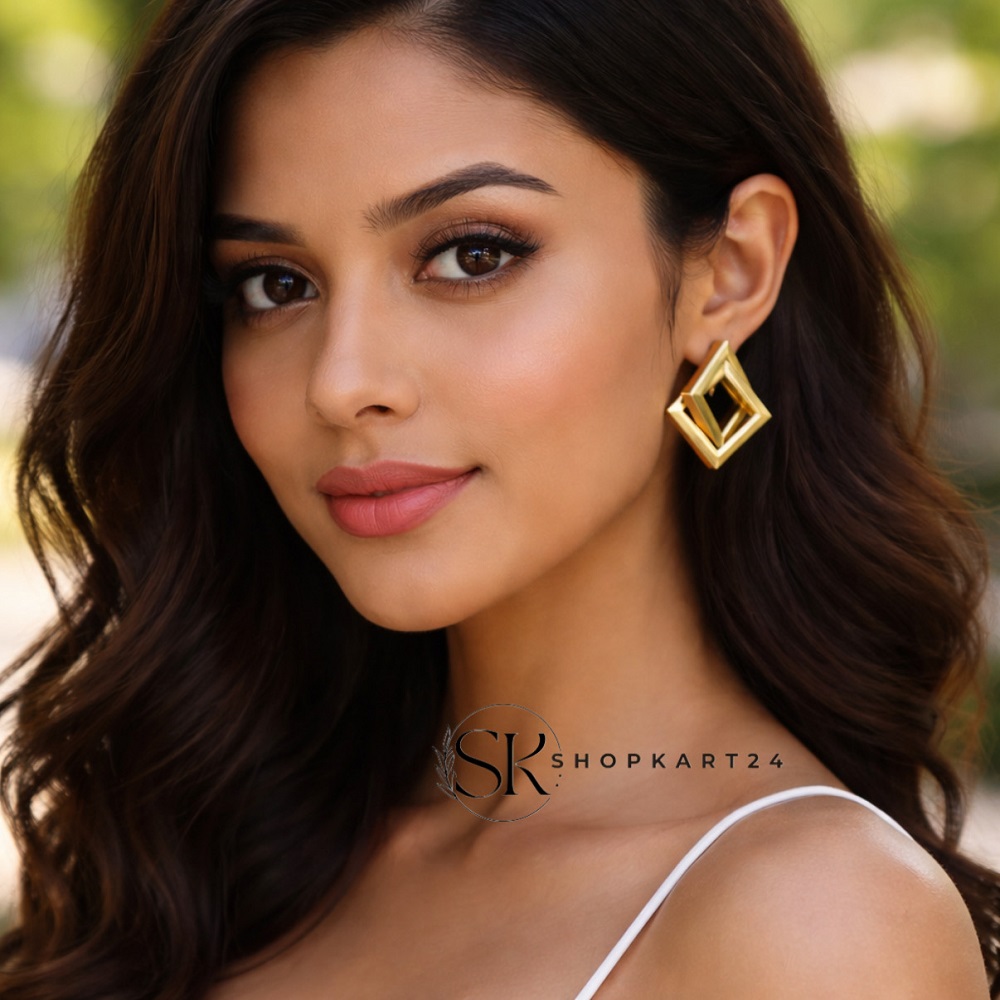 Golden Quadrilateral Stud Earring