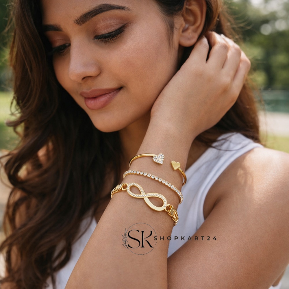 Heart Open Charm Bracelet Set of 3