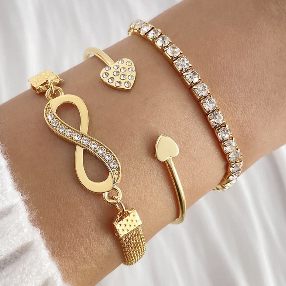 Heart Open Charm Bracelet Set of 3