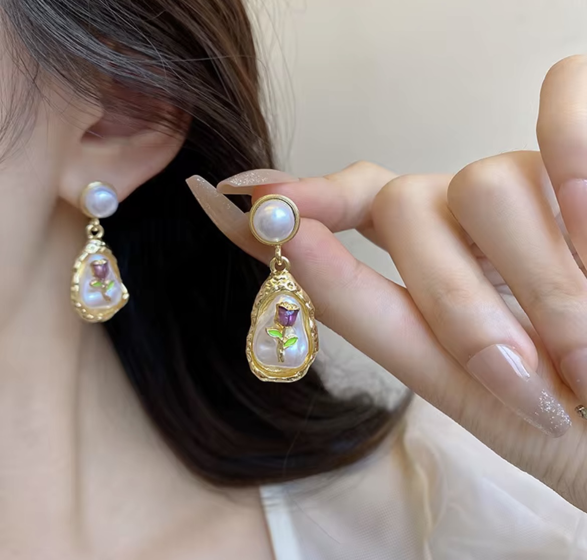 Rose Pearl Korean Earrings | Stylish Korean Earrings for Women – Shopkart24