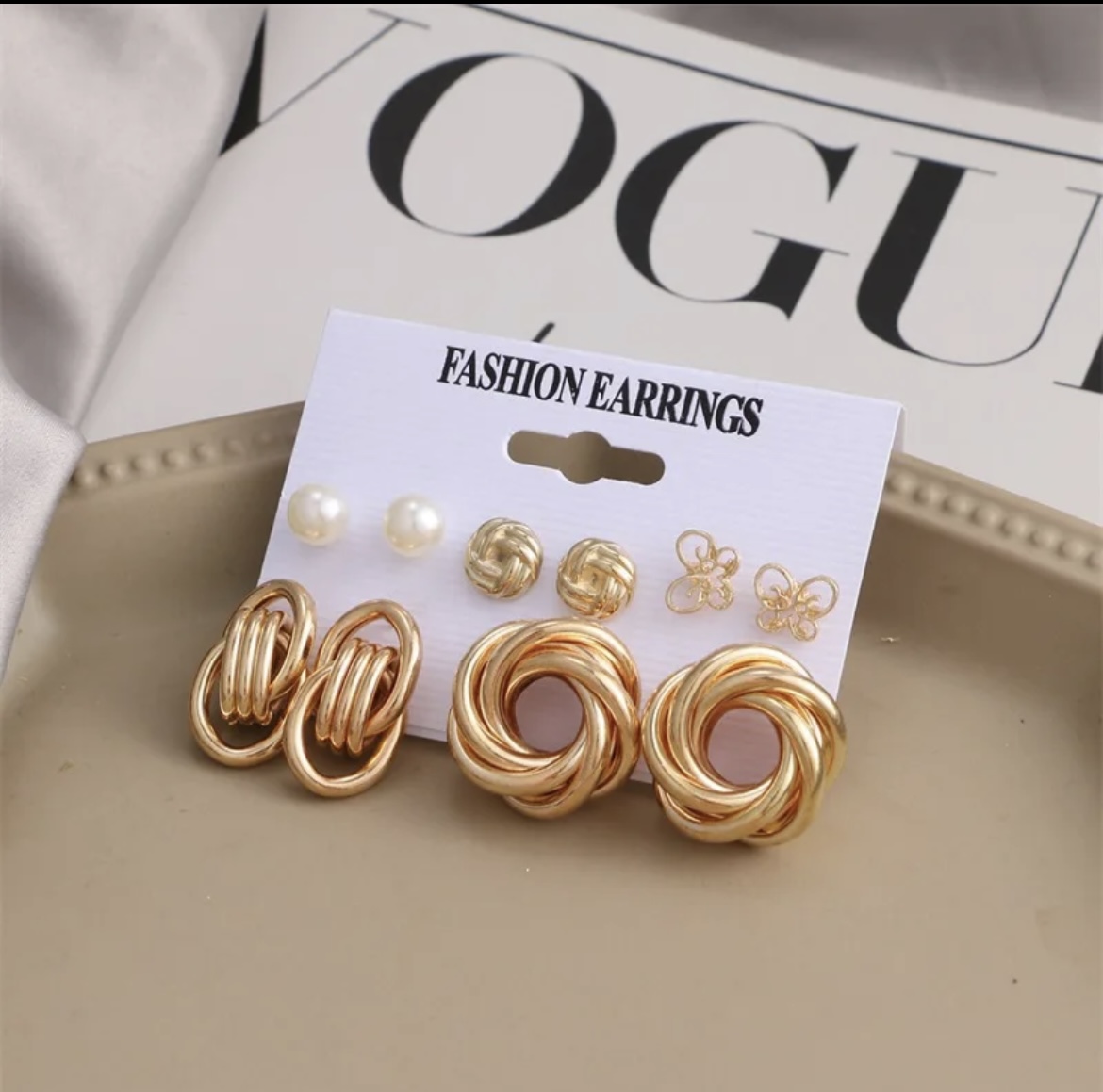 Round Earring Stud Combo Card ( Set of 5 Earrings)